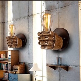 Applique da parete industriale in resina stile vintage retrò, mini, E26/E27, 1 lampadina