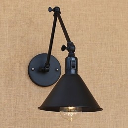 Applique da parete retrò country con braccio oscillante e protezione occhi, finitura verniciata