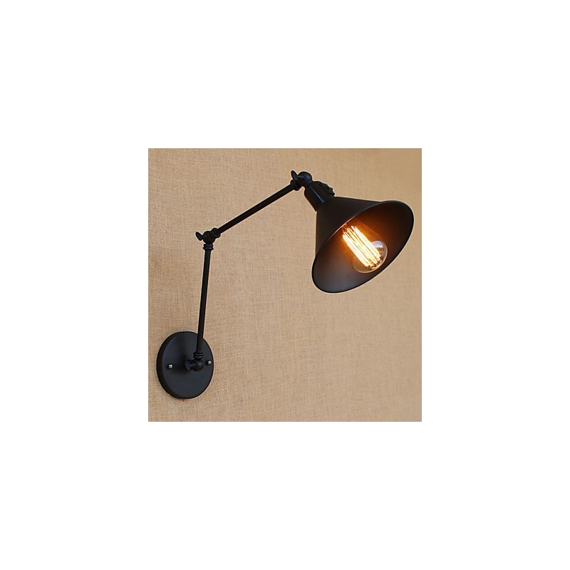 Applique da parete retrò country con braccio oscillante e protezione occhi, finitura verniciata