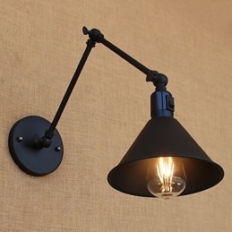 Applique da parete retrò country con braccio oscillante e protezione occhi, finitura verniciata