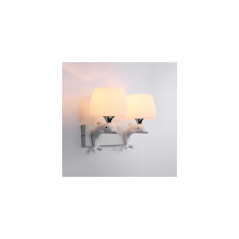 Applique da parete moderna contemporanea uplight in resina E14 2 lampadine 33 cm
