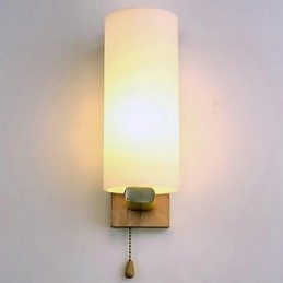 Applique da parete moderna contemporanea uplight in vetro e legno/bambù E27 10x28 cm