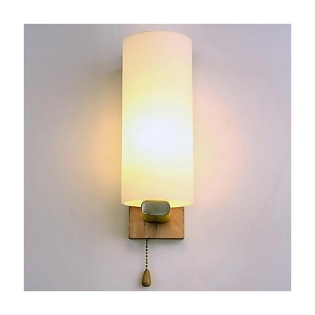 Applique da parete moderna contemporanea uplight in vetro e legno/bambù E27 10x28 cm