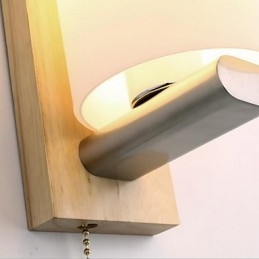 Applique da parete moderna contemporanea uplight in vetro e legno/bambù E27 10x28 cm
