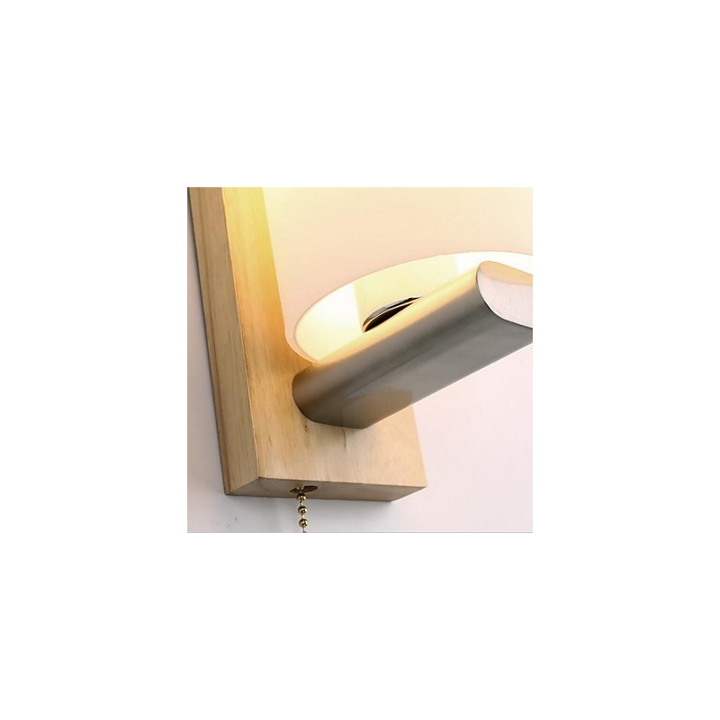 Applique da parete moderna contemporanea uplight in vetro e legno/bambù E27 10x28 cm