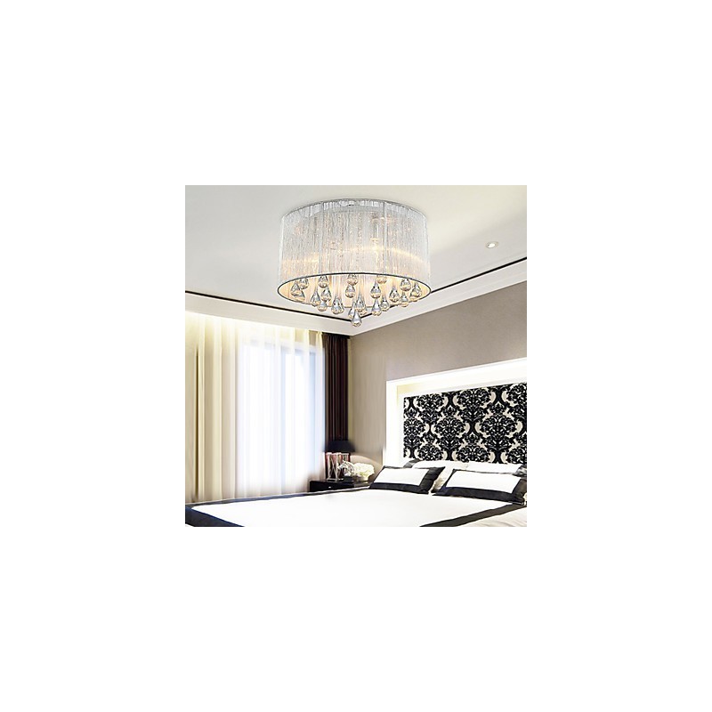Plafoniera da soffitto moderna in cristallo trasparente 4 luci