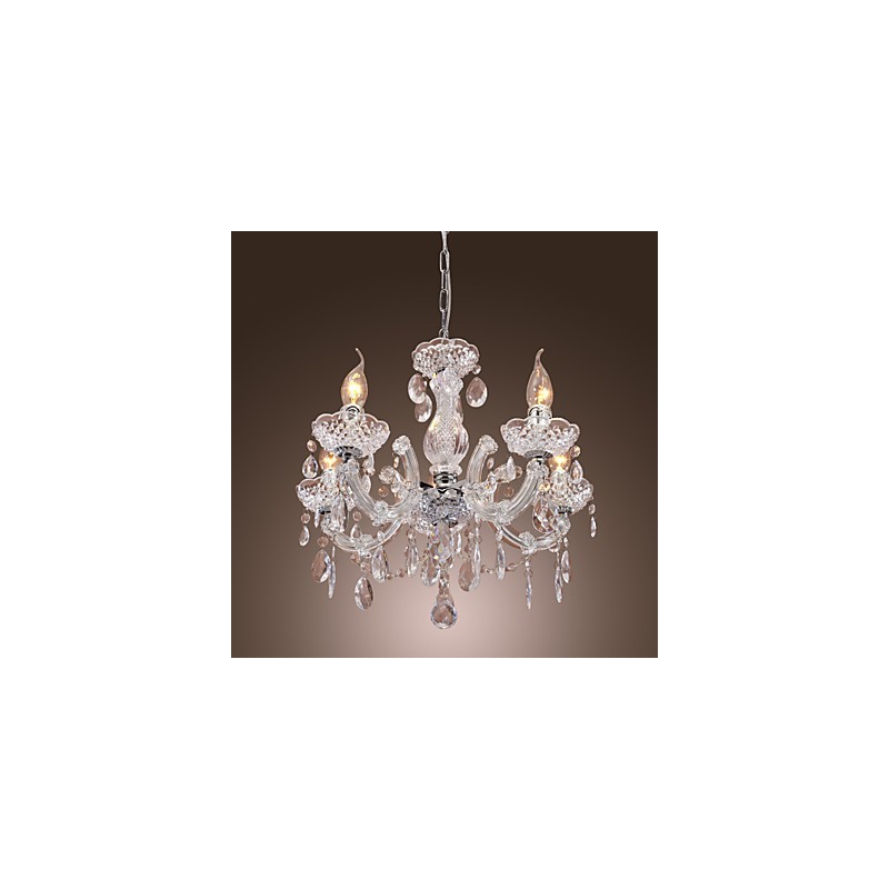 Lampadario a sospensione classico cromato in acrilico trasparente, 1 luce