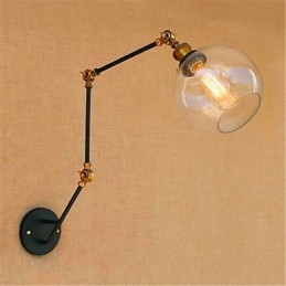 Applique da parete con braccio oscillante cromata stile rustic/lodge con lampadina inclusa