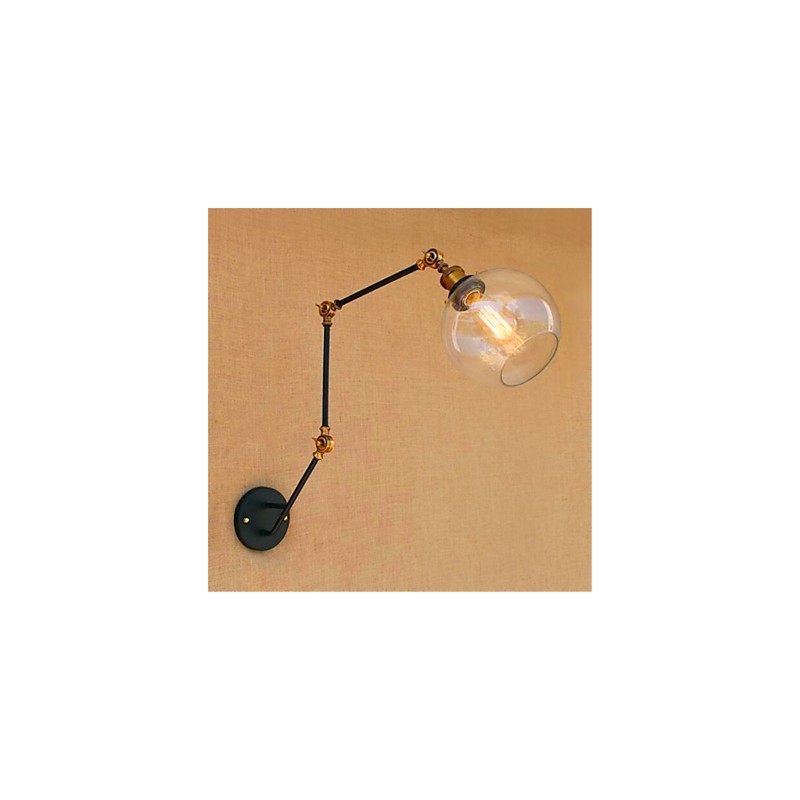 Applique da parete con braccio oscillante cromata stile rustic/lodge con lampadina inclusa