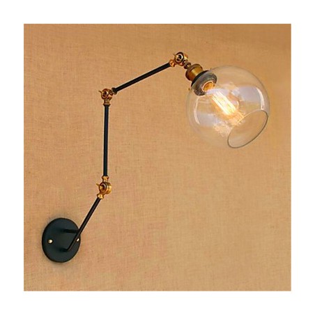 Applique da parete con braccio oscillante cromata stile rustic/lodge con lampadina inclusa