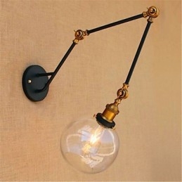Applique da parete con braccio oscillante cromata stile rustic/lodge con lampadina inclusa