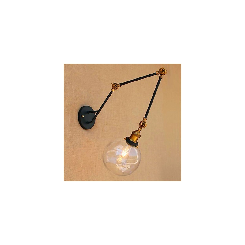 Applique da parete con braccio oscillante cromata stile rustic/lodge con lampadina inclusa