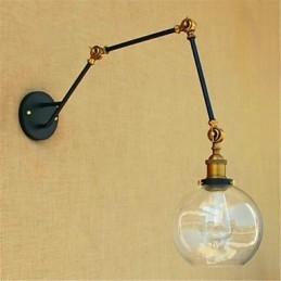 Applique da parete con braccio oscillante cromata stile rustic/lodge con lampadina inclusa