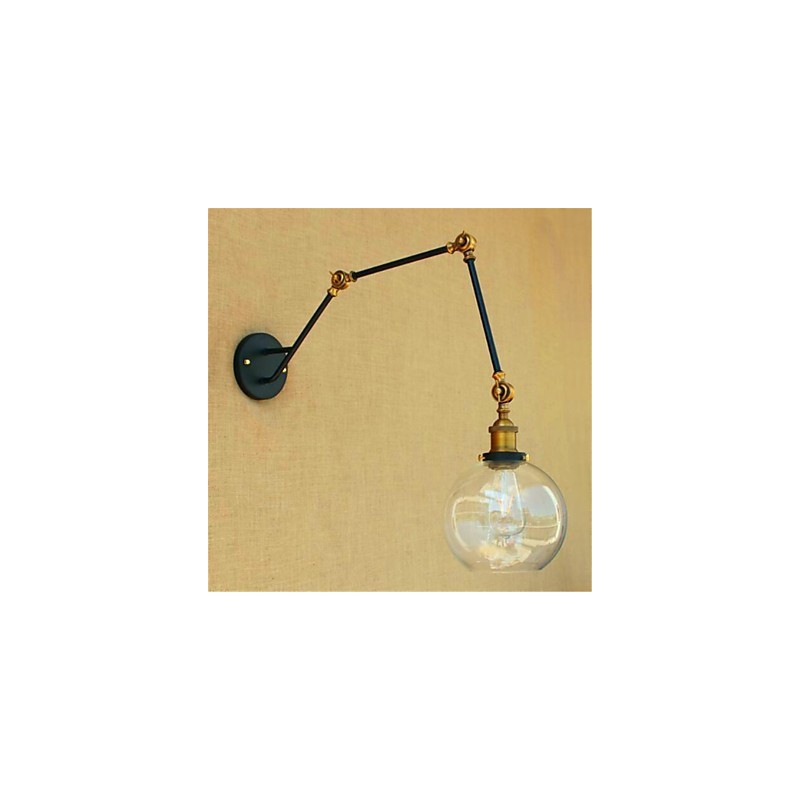 Applique da parete con braccio oscillante cromata stile rustic/lodge con lampadina inclusa