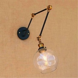Applique da parete con braccio oscillante cromata stile rustic/lodge con lampadina inclusa