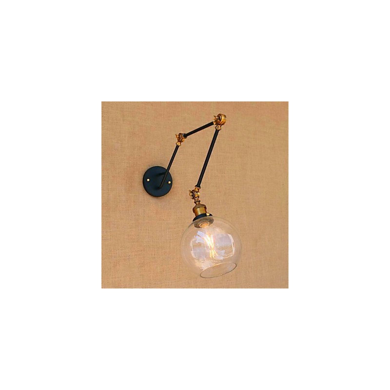 Applique da parete con braccio oscillante cromata stile rustic/lodge con lampadina inclusa