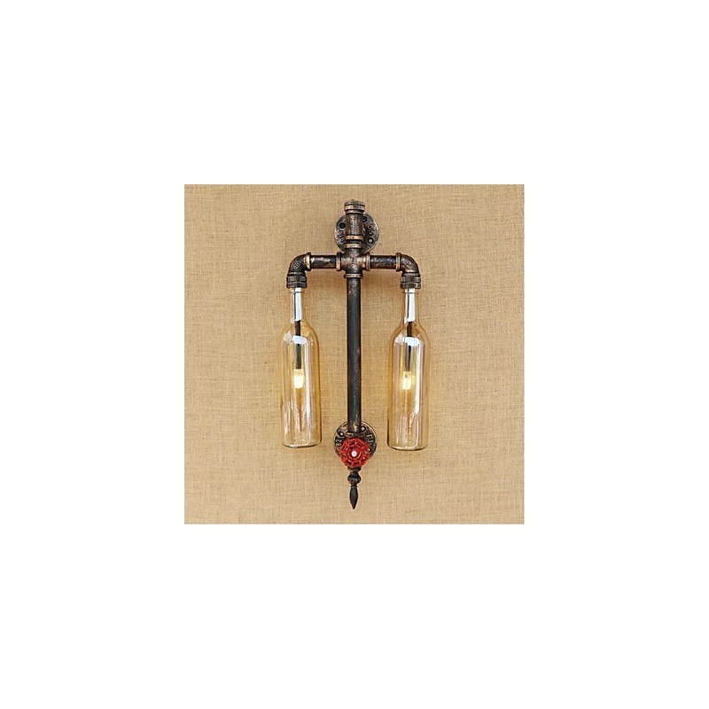 Applique da parete in ferro ambra stile americano con interruttore