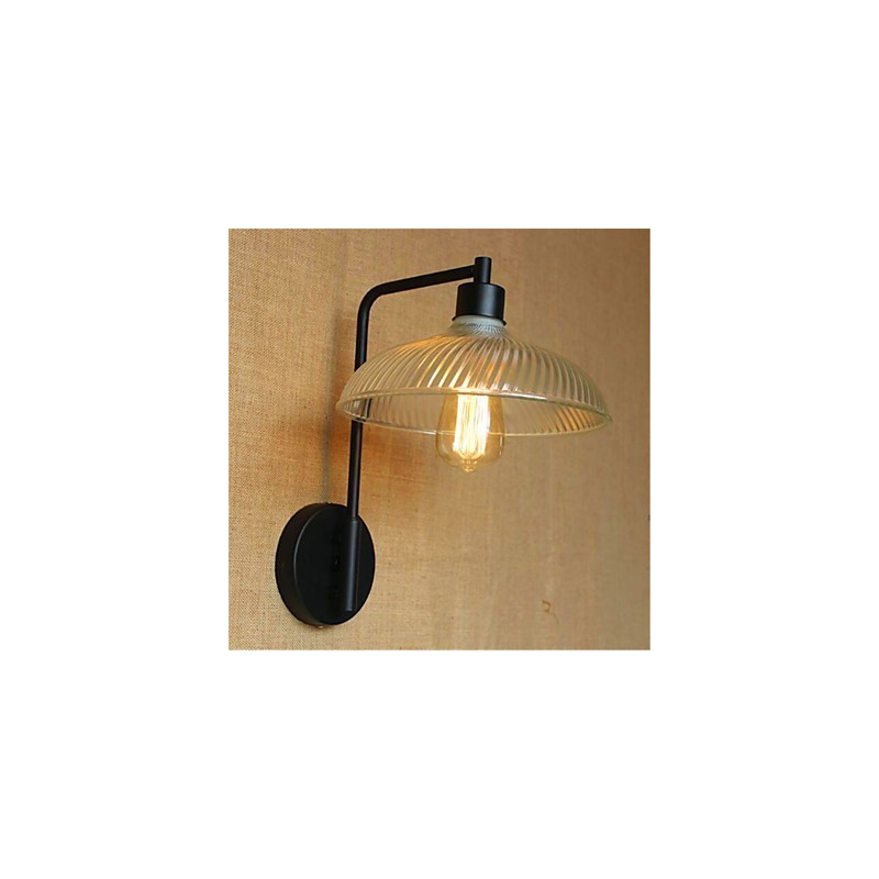 Applique da parete rustica in ossido nero con braccio oscillante, lampadina inclusa