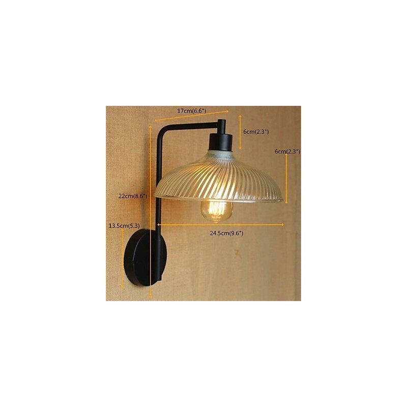 Applique da parete rustica in ossido nero con braccio oscillante, lampadina inclusa