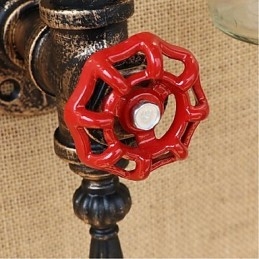 Applique da parete per bottiglie di vino con tubo dell'acqua e interruttore, stile americano, grigio