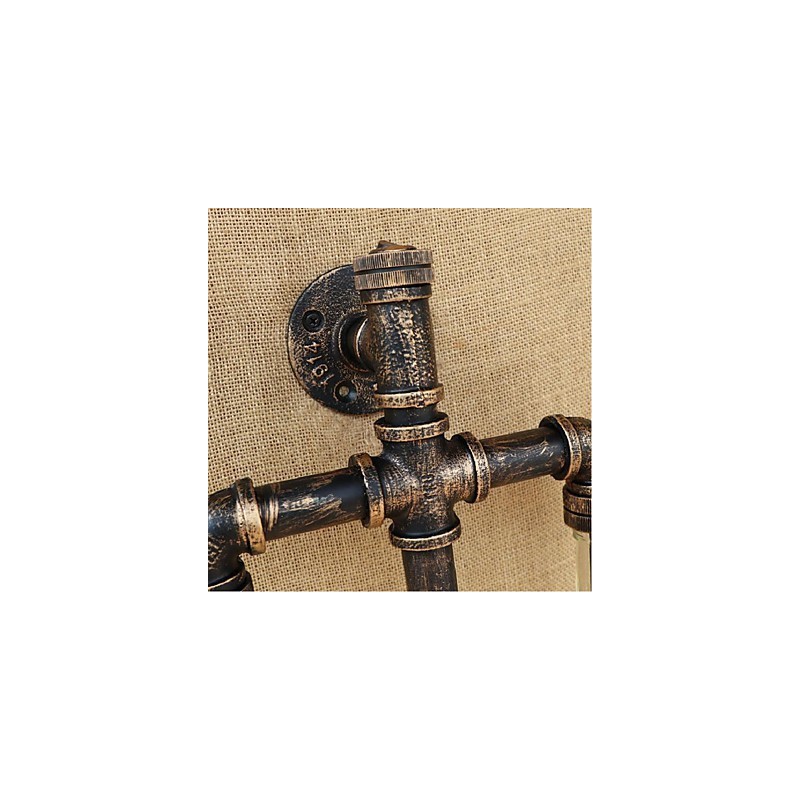 Applique da parete per bottiglie di vino con tubo dell'acqua e interruttore, stile americano, grigio
