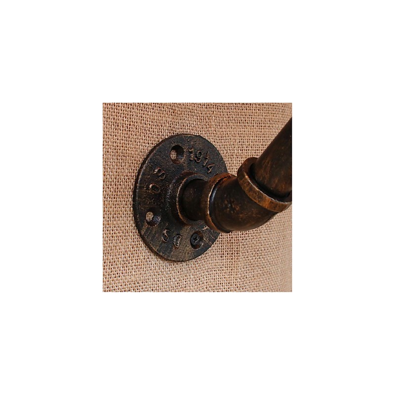 Applique da parete rustica in ottone con paralume in tessuto