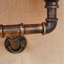 Applique da parete rustica in ottone con paralume in tessuto
