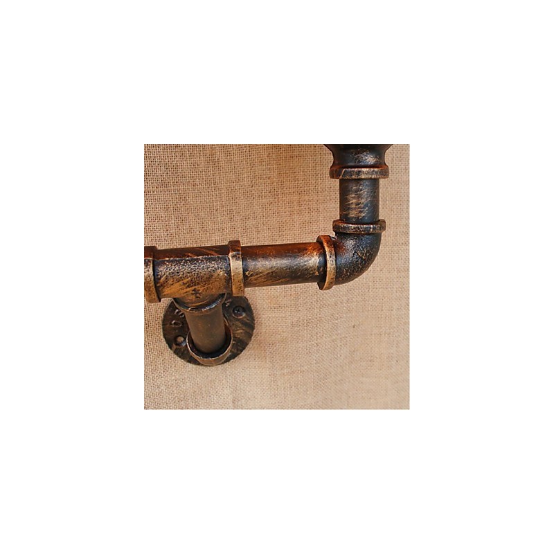 Applique da parete rustica in ottone con paralume in tessuto