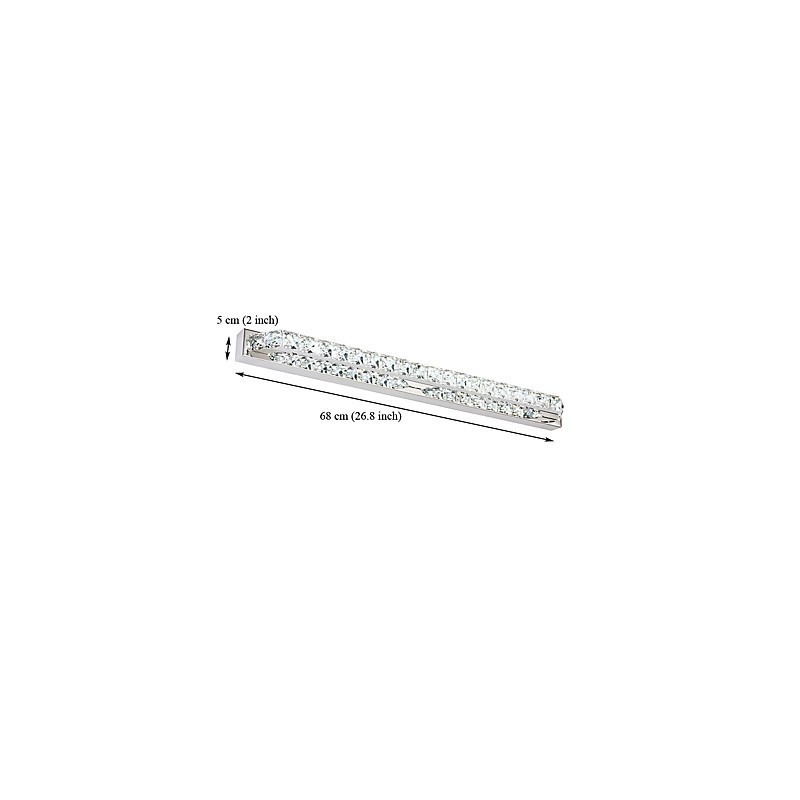 Lampada da specchio lunga da bagno in metallo e cristallo LED integrato 18 W 68 cm