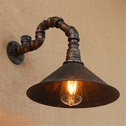 Applique da parete rustica in metallo con finitura in ossido nero, lampadina E26/E27 inclusa