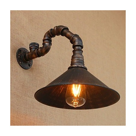 Applique da parete rustica in metallo con finitura in ossido nero, lampadina E26/E27 inclusa