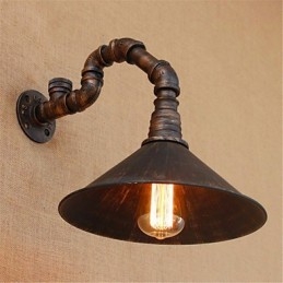 Applique da parete rustica in metallo con finitura in ossido nero, lampadina E26/E27 inclusa