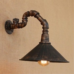 Applique da parete rustica in metallo con finitura in ossido nero, lampadina E26/E27 inclusa