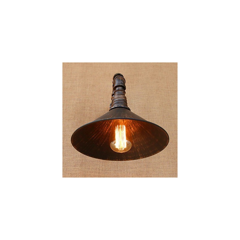 Applique da parete rustica in metallo con finitura in ossido nero, lampadina E26/E27 inclusa