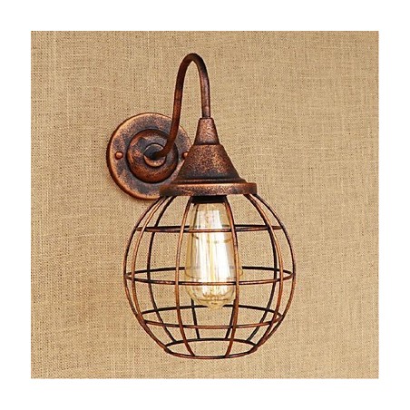 Applique da parete retrò rustica in ottone antico, metallo, E27, 1 lampadina inclusa