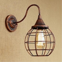 Applique da parete retrò rustica in ottone antico, metallo, E27, 1 lampadina inclusa
