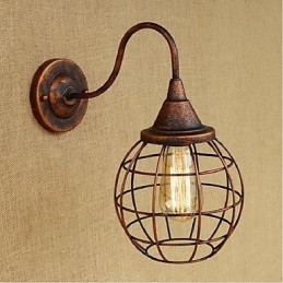 Applique da parete retrò rustica in ottone antico, metallo, E27, 1 lampadina inclusa
