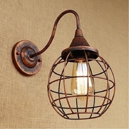 Applique da parete retrò rustica in ottone antico, metallo, E27, 1 lampadina inclusa