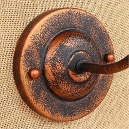 Applique da parete retrò rustica in ottone antico, metallo, E27, 1 lampadina inclusa