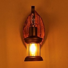 Applique da parete industriale vintage a testa singola in legno e metallo dipinta