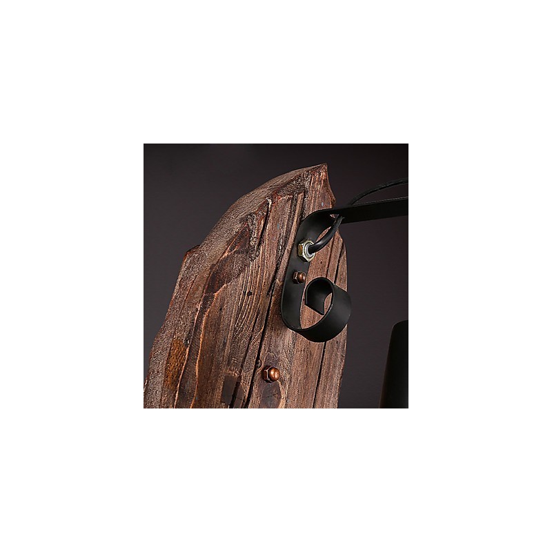 Applique da parete industriale vintage a testa singola in legno e metallo dipinta
