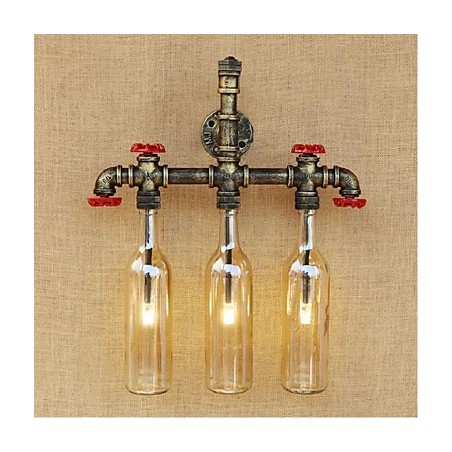 Applique da parete retrò industriale ambra con interruttore a bottiglia d'acqua