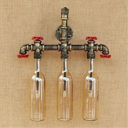 Applique da parete retrò industriale ambra con interruttore a bottiglia d'acqua