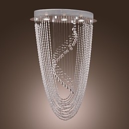 Lampadario a filo moderno in cristallo trasparente cromato, 4 lampadine GU10