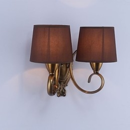 Applique da parete classica elettroplaccata con protezione occhi, E14, 2 lampadine