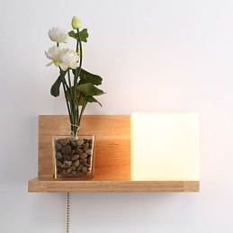 Applique da parete in legno e vetro Max Country Style con interruttore in linea