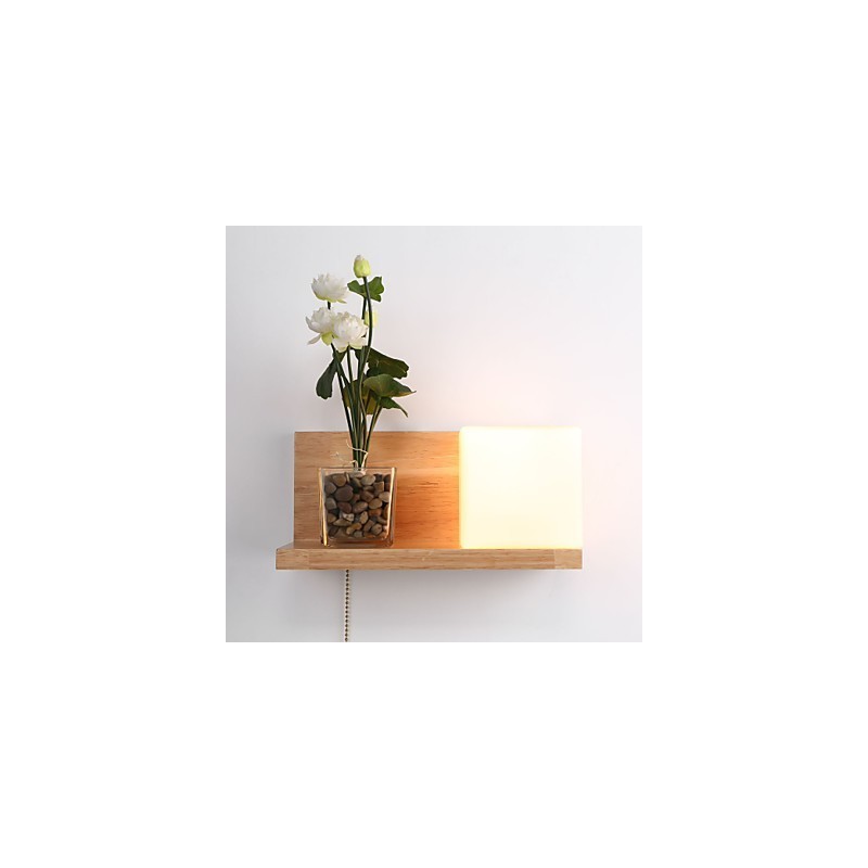 Applique da parete in legno e vetro Max Country Style con interruttore in linea