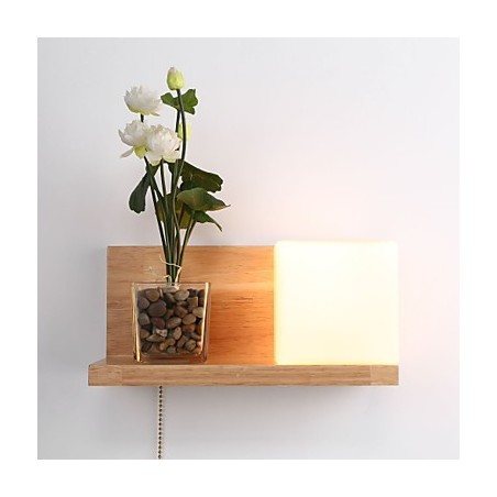 Applique da parete in legno e vetro Max Country Style con interruttore in linea