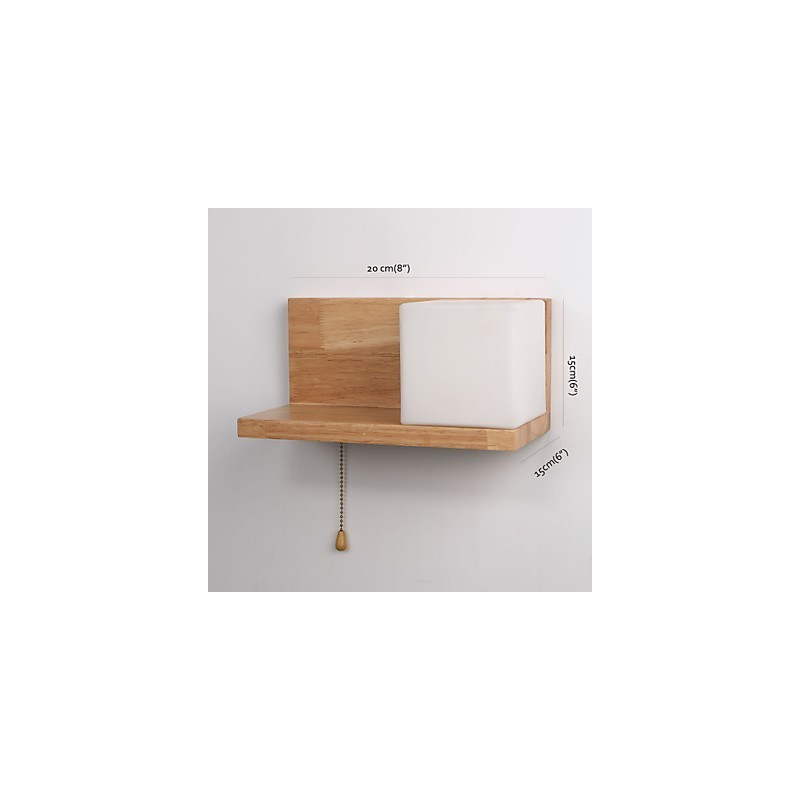 Applique da parete in legno e vetro Max Country Style con interruttore in linea