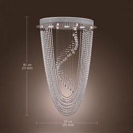 Lampadario a filo moderno in cristallo trasparente cromato, 4 lampadine GU10